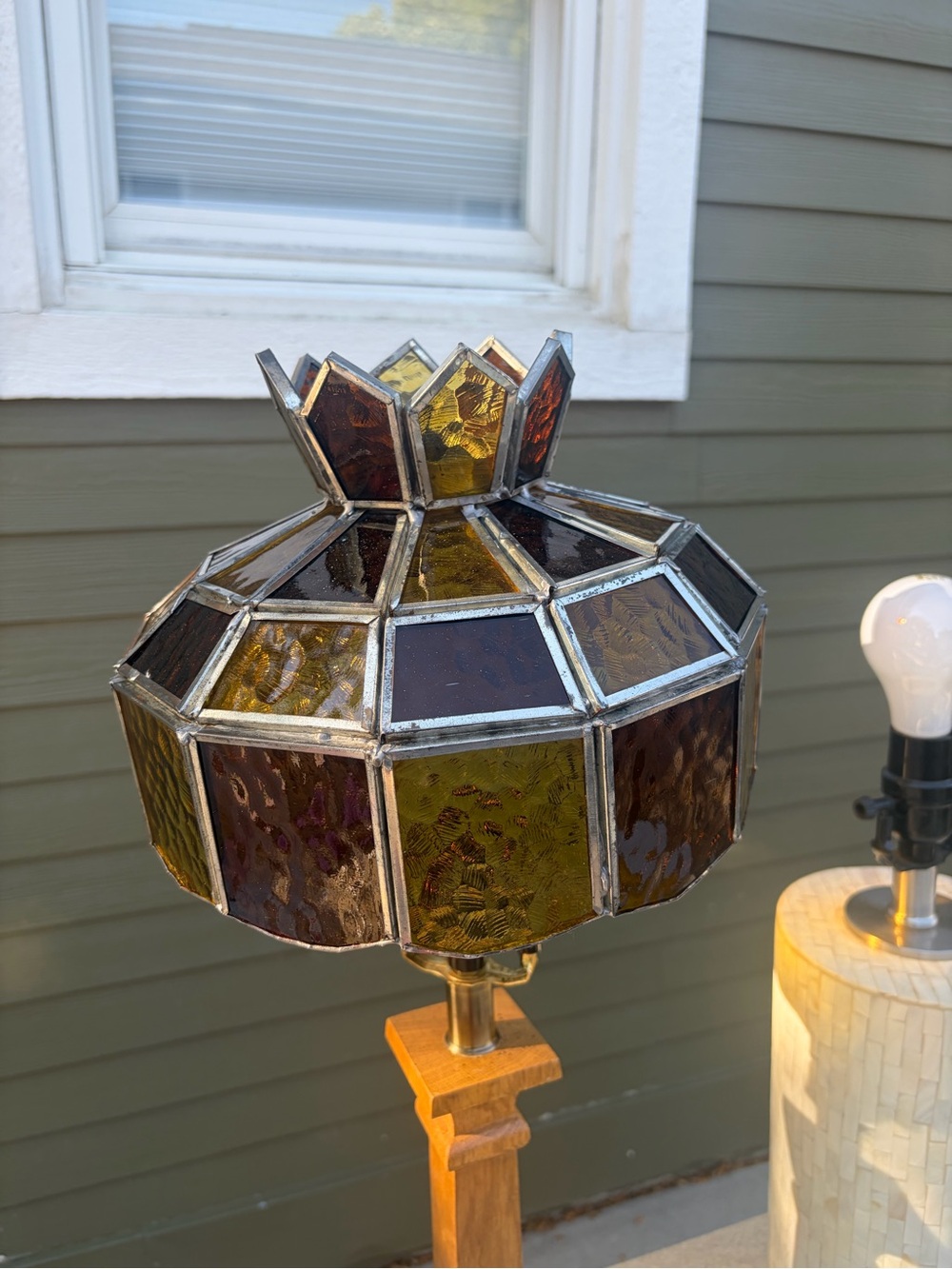 Stained Glass Lampshade Tiffany Style Amber